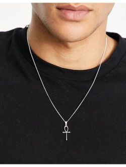 neckchain with ankh pendant in silver tone