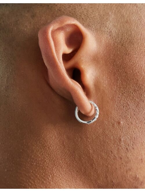 ASOS DESIGN sterling silver hoop earring with eroded design in silver