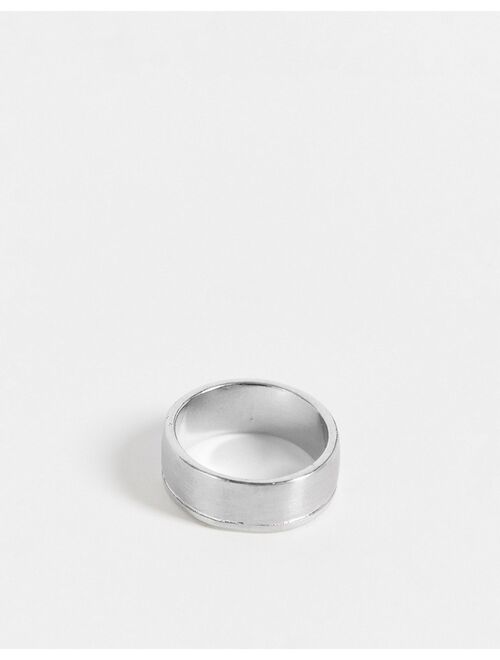 ASOS DESIGN band ring with brushed effect in silver tone