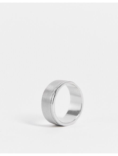 ASOS DESIGN band ring with brushed effect in silver tone