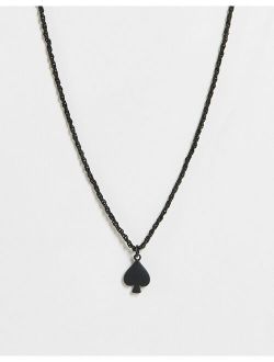 skinny rope neckchain with ace of spades pendant in matte black