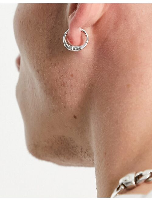 ASOS DESIGN faux hoop earrings with crystal in silver tone
