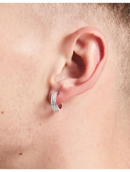 ASOS DESIGN faux hoop earrings with crystal in silver tone