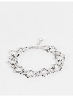 chain bracelet with ice crystals in silver tone