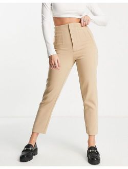 slim tailored pants in beige