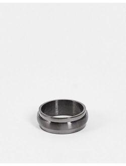 stainless steel band ring with beveled edge in gunmetal