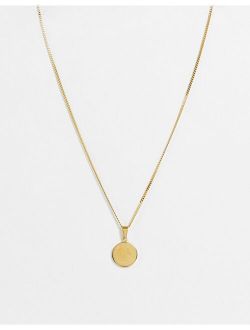 stainless steel neckchain with gold coin pendant in gold tone