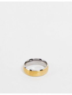 stainless steel band ring with brushing in gold tone