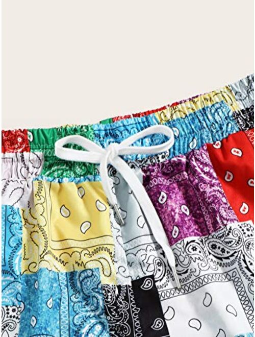 Floerns Women's Print Drawstring Waist Pocket Casual Summer Shorts