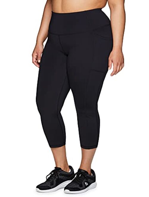 RBX Active Women's Plus Size Fashion Athletic High Waist Running Yoga Squat Proof Capri Leggings with Pockets