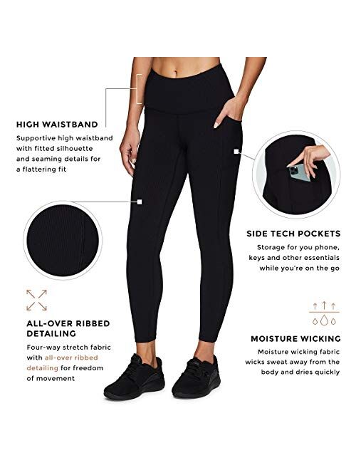 RBX Active Women's Fashion Everyday Yoga Super Soft Ribbed Legging with Pockets