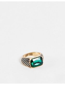 WFTW palacio glass detail signet ring in gold