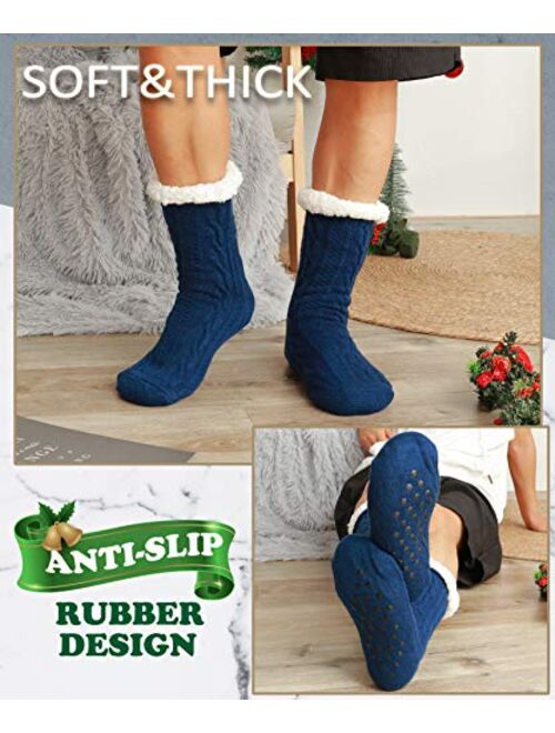 EBMORE Mens Slipper Fuzzy Socks Winter Cozy Fluffy Cabin Warm Fleece Soft Comfy Thick Non Slip Christmas Home Stocking Stuffer