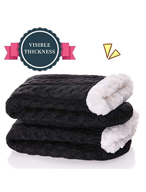 SDBING Mens Super Soft Warm Cozy Fuzzy Fleece-lined Winter With Grips Slipper Socks