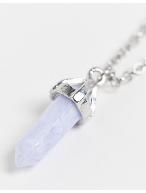 Reclaimed Vintage Inspired unisex necklaces with lilac stone and heart in silver