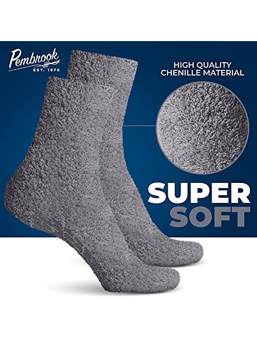 Pembrook Fuzzy Slipper Socks with Grippers for Women and Men - Non Skid Socks / No Slip Fuzzy Socks
