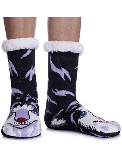 Men's Winter Thermal Fleece Lining Knit Slipper Socks Christmas