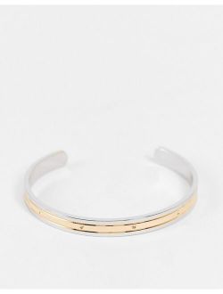cuff bracelet in mixed biplate silver and gold tone