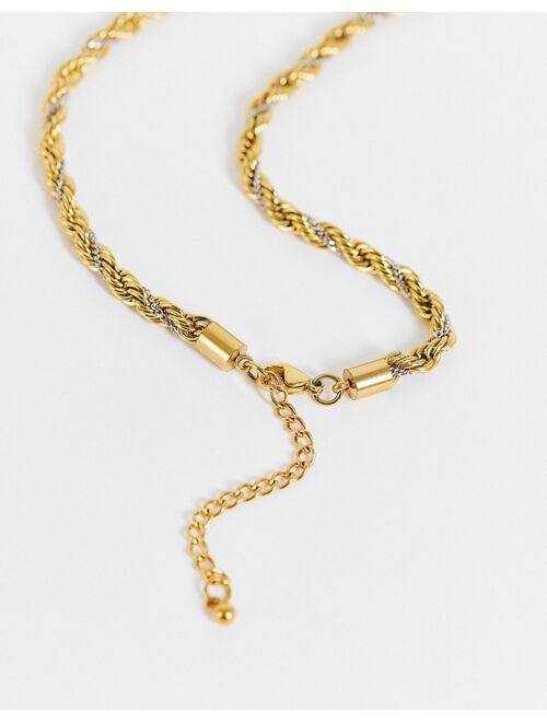 ASOS DESIGN stainless steel neckchain in gold and silver mix