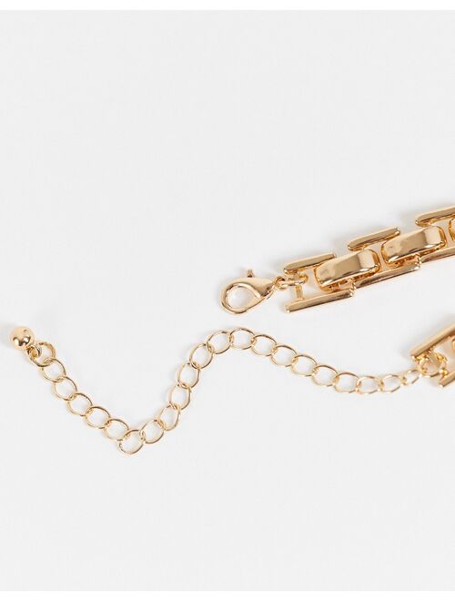 ASOS DESIGN neckchain with watch link design in gold tone