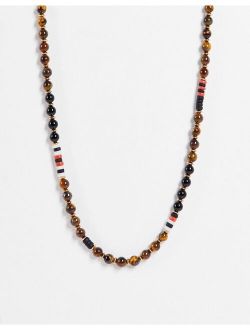 beaded neckchain with t-bar in brown