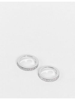 2 pack slim band ring set with iced crystals