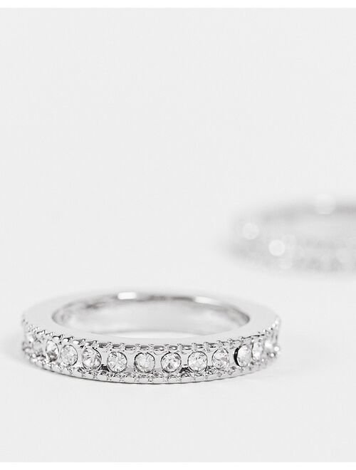 ASOS DESIGN 2 pack slim band ring set with iced crystals