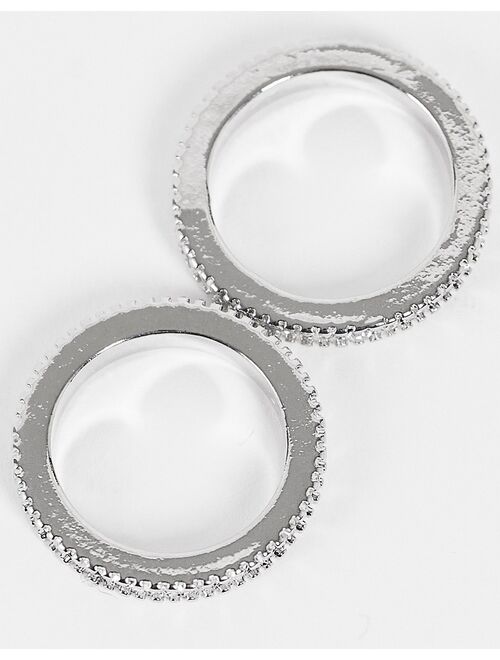 ASOS DESIGN 2 pack slim band ring set with iced crystals