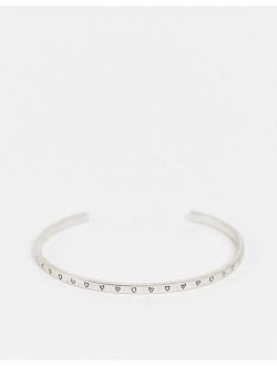 skinny cuff bracelet with heart detail in silver tone