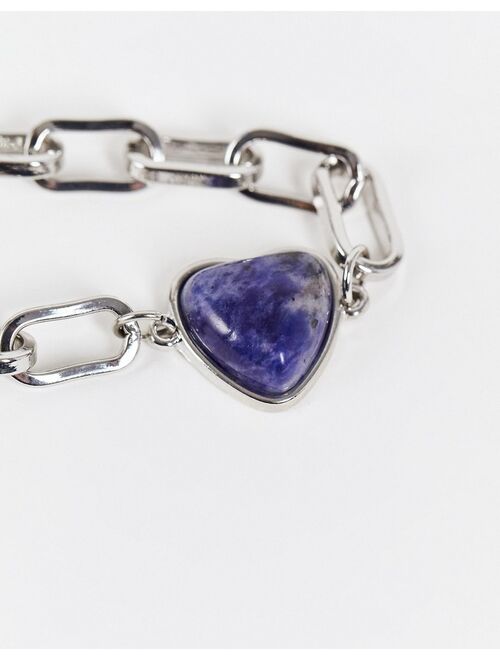 Reclaimed Vintage inspired unisex grunge heart stone bracelets in silver 2 pack