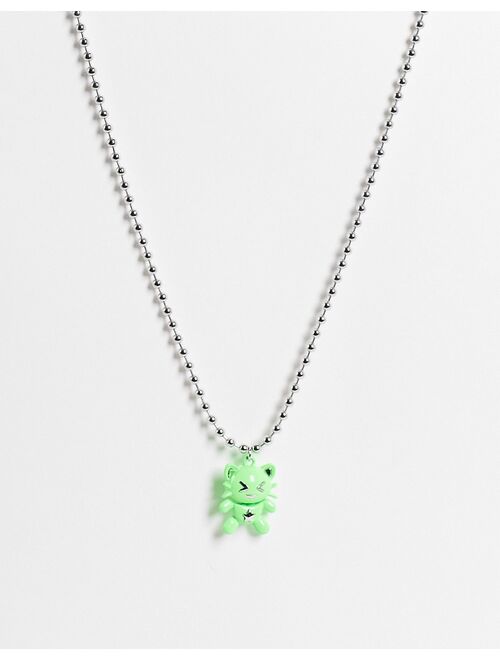 ASOS DESIGN neckchain with Pickles anime character pendant in green