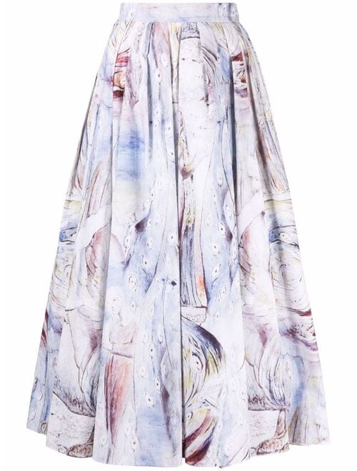 Alexander McQueen William Blake Dante Print mid-length skirt