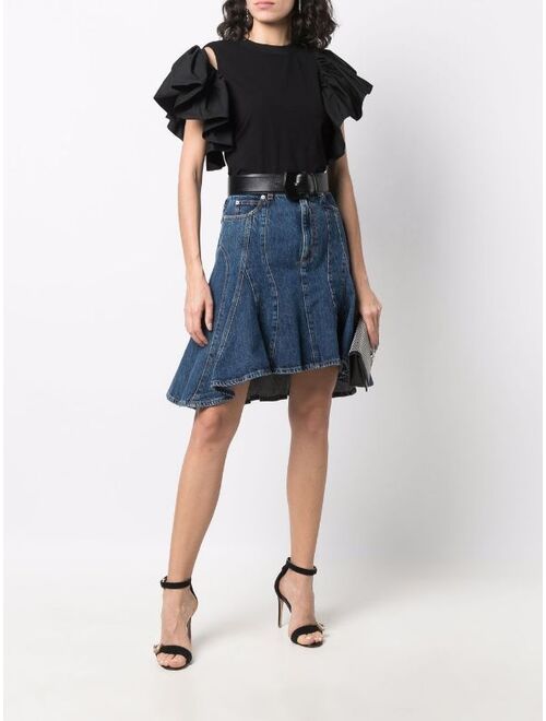 Alexander McQueen asymmetric denim skirt