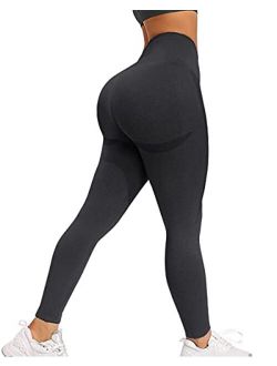 Women's High Waisted Workout Seamless Butt Scrunch Leggings Smile Contour Peach Lift Yoga Pants Tights