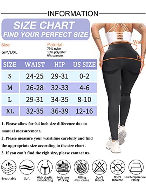 Aimilia Women's High Waisted Workout Seamless Butt Scrunch Leggings Smile Contour Peach Lift Yoga Pants Tights