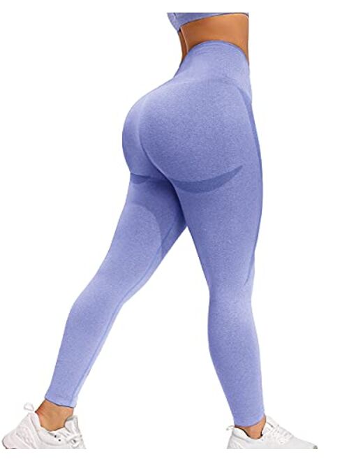 Aimilia Women's High Waisted Workout Seamless Butt Scrunch Leggings Smile Contour Peach Lift Yoga Pants Tights