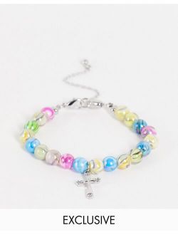 inspired unisex 90's bead bracelet with cross charm