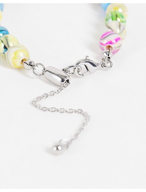 Reclaimed Vintage inspired unisex 90's bead bracelet with cross charm