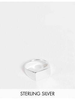 sterling silver square signet ring in silver