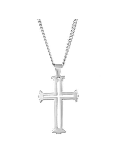 Men's LYNX Tungsten Curb Chain Cross Pendant Necklace