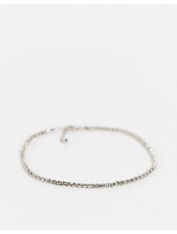 box chain anklet in shiny silver tone