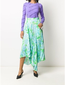 Dynasty floral-print plisse pleated skirt
