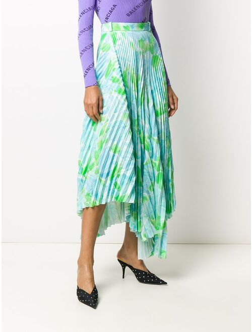 Balenciaga Dynasty floral-print plisse pleated skirt