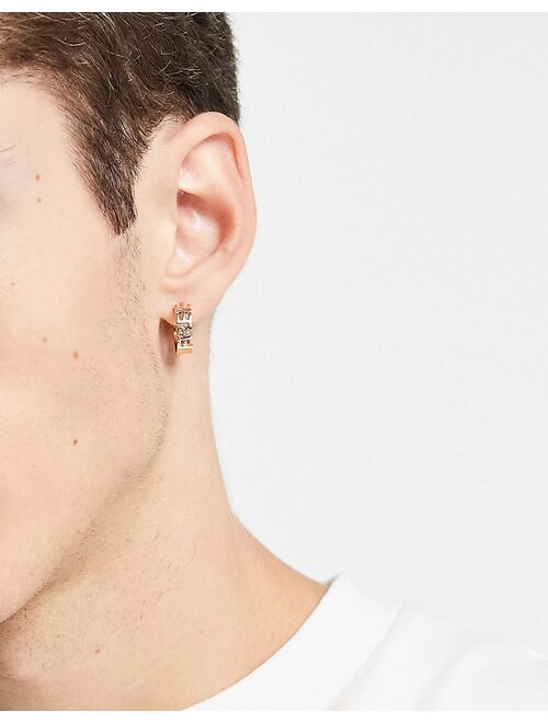 ASOS DESIGN hoop earrings with 'Free' text in gold tone