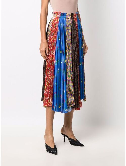 Balenciaga panelled plisse pleated midi skirt