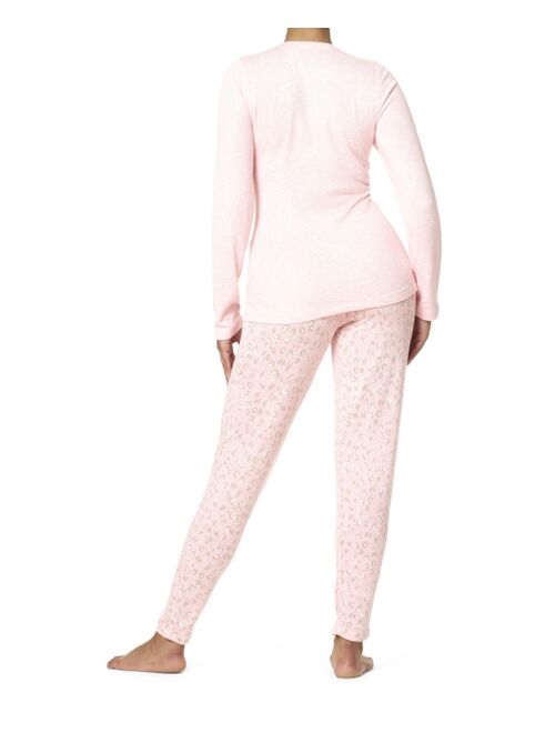 Hue Women's Sassy Leo Henley Ribbed Pajama Set