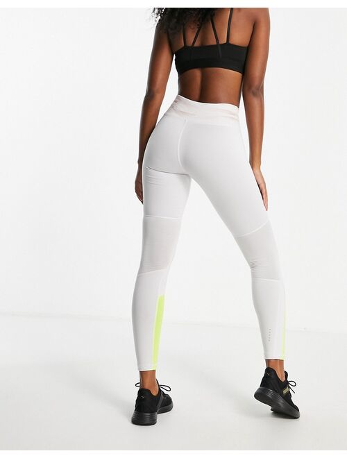 Puma Running favorite mid rise leggings with yellow pop in gray
