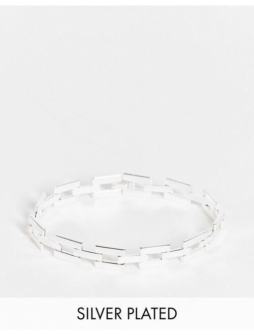ASOS DESIGN watch chain bracelet with real silver plate