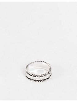 band ring with rope edges in burnished silver tone