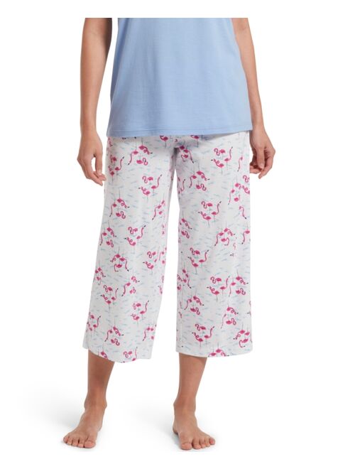 Hue Cotton Temp Tech Flamingo-Print Capri Pajama Pants